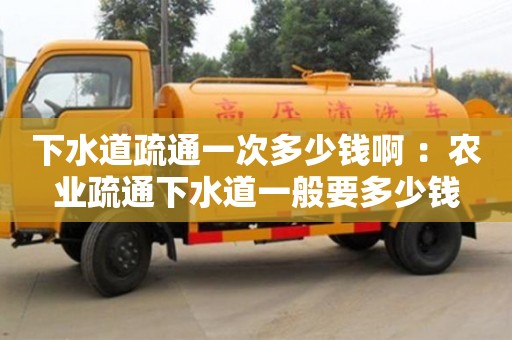 北京下水道疏通一次多少錢啊 ：農業疏通下水道一般要多少錢