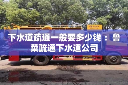 下水道疏通一般要多少錢 ：魯菜疏通下水道公司