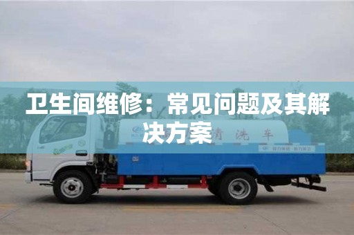 衛(wèi)生間維修:常見問題及其解決方案 衛(wèi)生間維修:常見問題及其解決方案