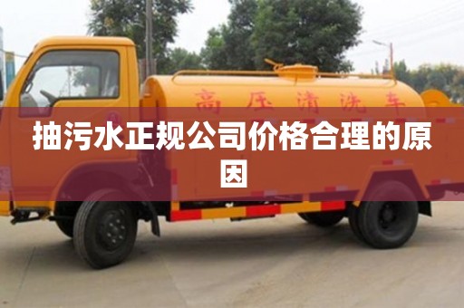 抽污水正規公司價格合理的原因