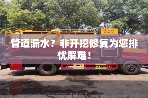 北京管道漏水？非開挖修復為您排憂解難！