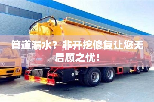 北京管道漏水？非開挖修復讓您無后顧之憂！