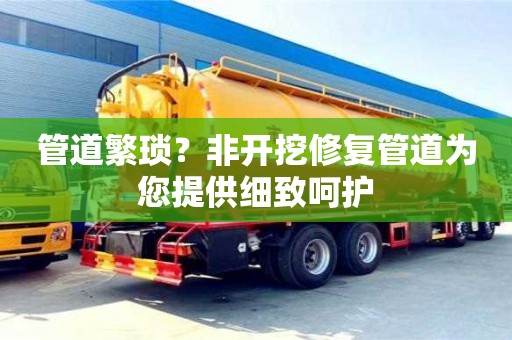 管道繁瑣？非開挖修復管道為您提供細致呵護