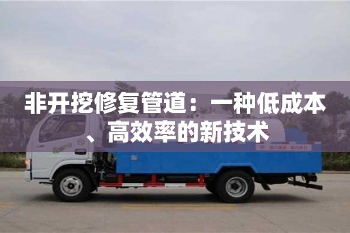 北京非開挖修復管道：一種低成本、高效率的新技術