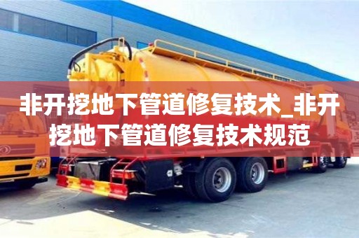 非開挖地下管道修復技術_非開挖地下管道修復技術規范