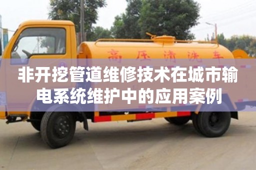 北京非開挖管道維修技術(shù)在城市輸電系統(tǒng)維護(hù)中的應(yīng)用案例